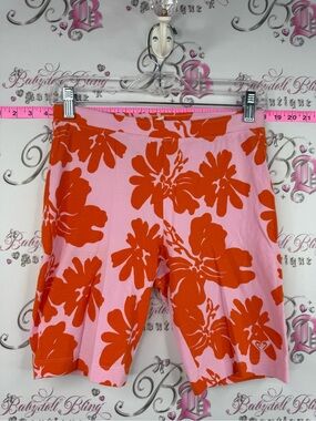 Roxy shorts flowers long style Pink and Orange Floral Bermuda Shorts